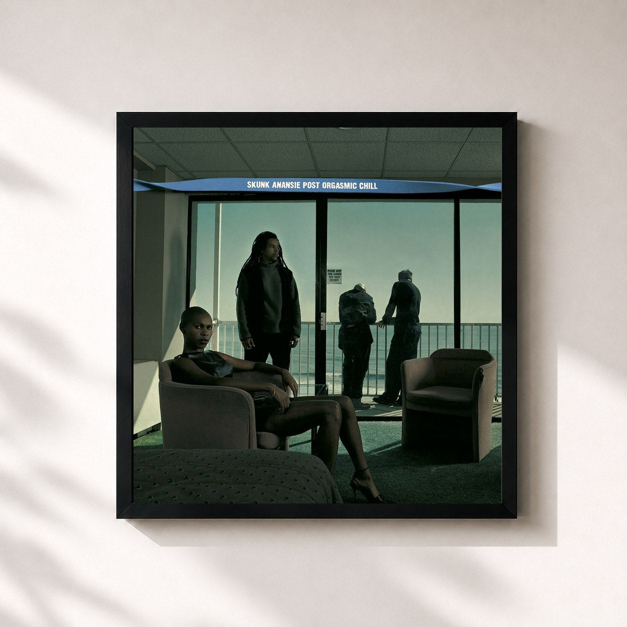 #noir Tableau carré de l'album Post Orgasmic Chill de Skunk Anansie, cadre noir 32x32 cm
