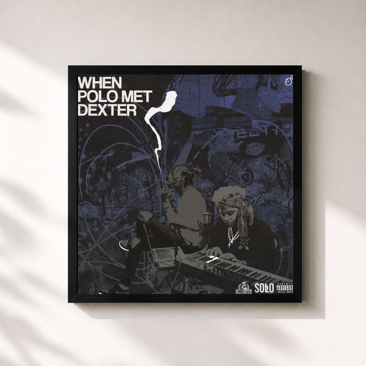 #noir Tableau carré de l'album When Polo Met Dext de Famous Dex, cadre noir 32x32 cm
