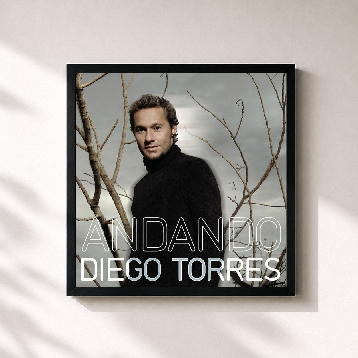 #noir Tableau carré de l'album Andando de Diego Torres, cadre noir 32x32 cm