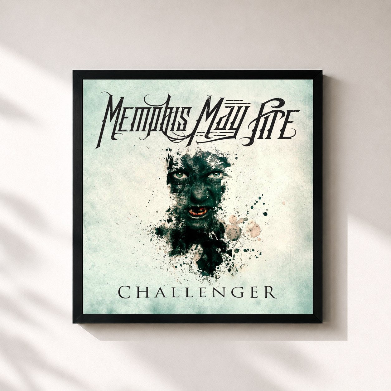 #noir Tableau carré de l'album Challenger de Memphis May Fire, cadre noir 32x32 cm