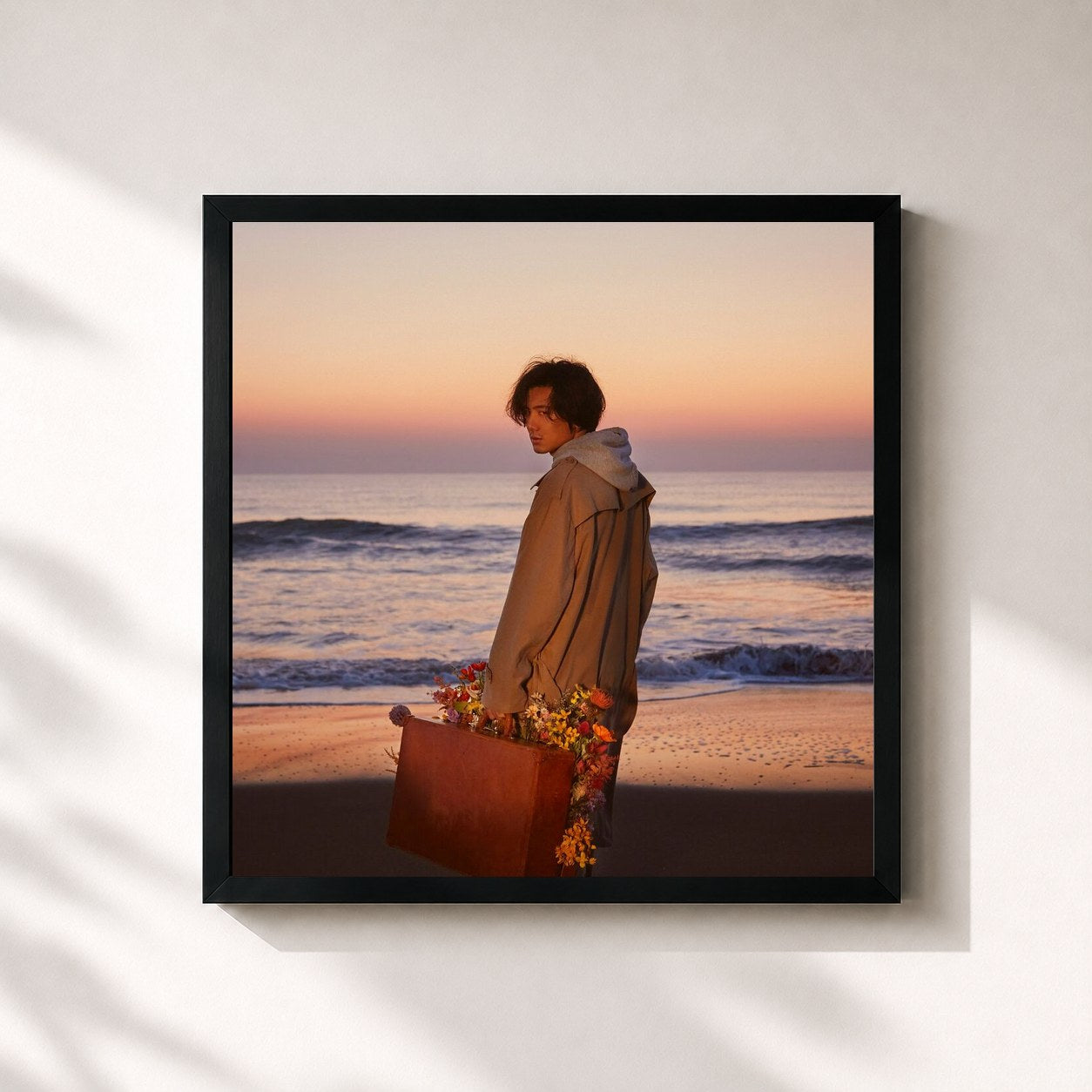 #noir Tableau carré de l'album Tabiji de Fujii Kaze, cadre noir 32x32 cm