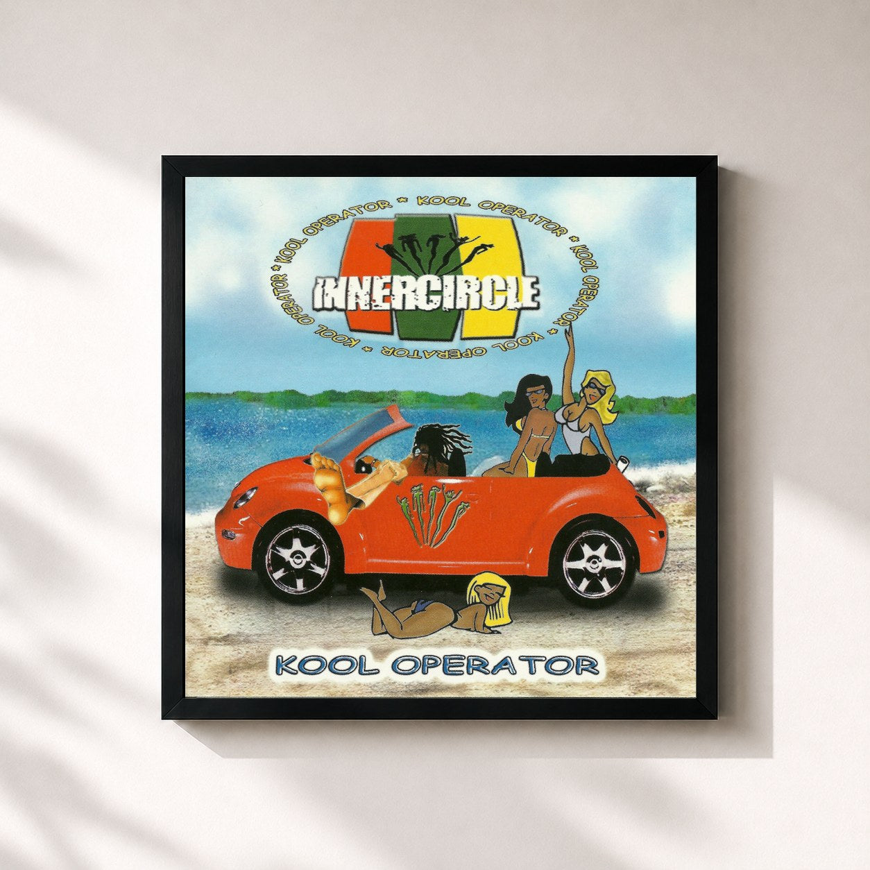 #noir Tableau carré de l'album Kool Operator de Inner Circle, cadre noir 32x32 cm