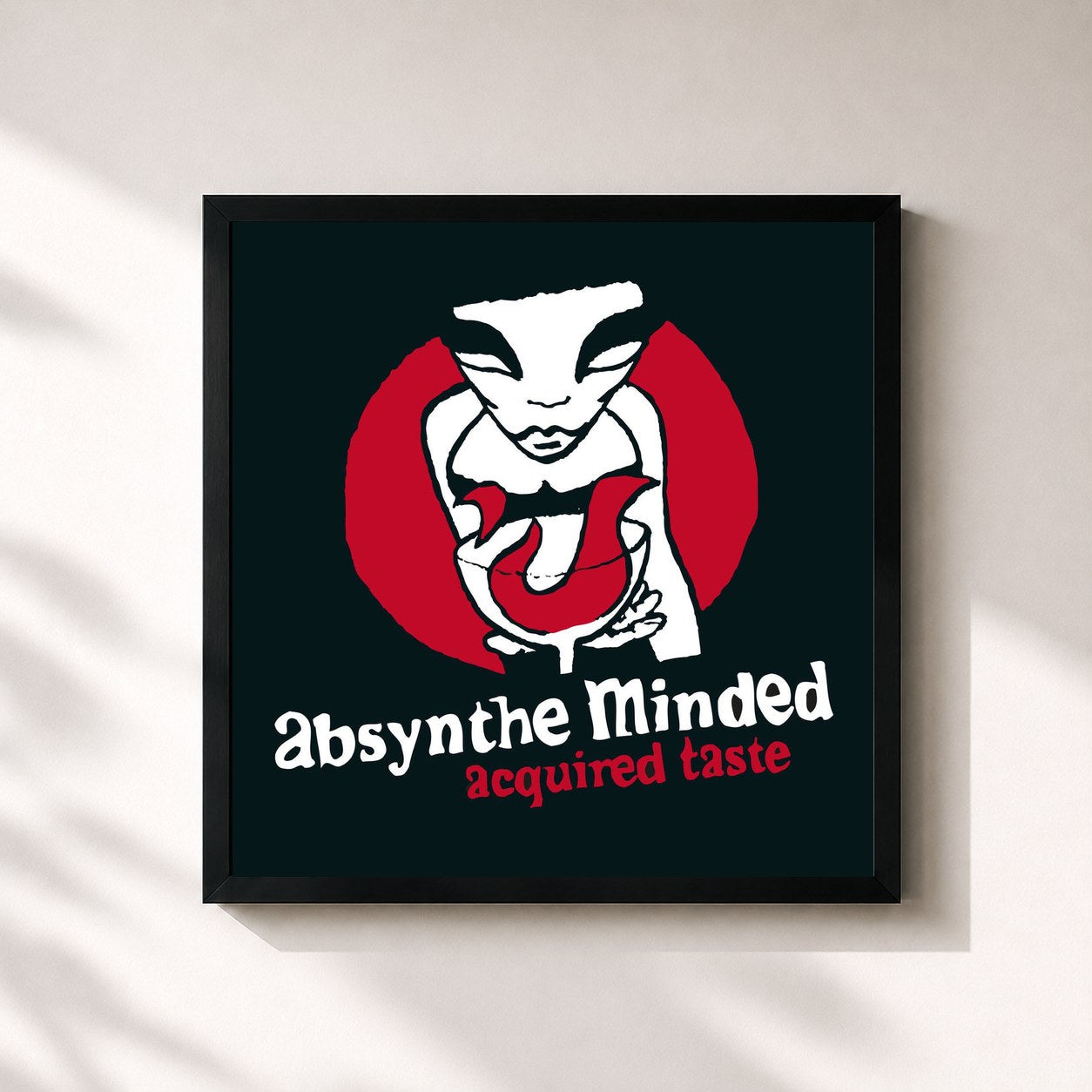 #noir Tableau carré de l'album Acquired Taste de Absynthe Minded, cadre noir 32x32 cm