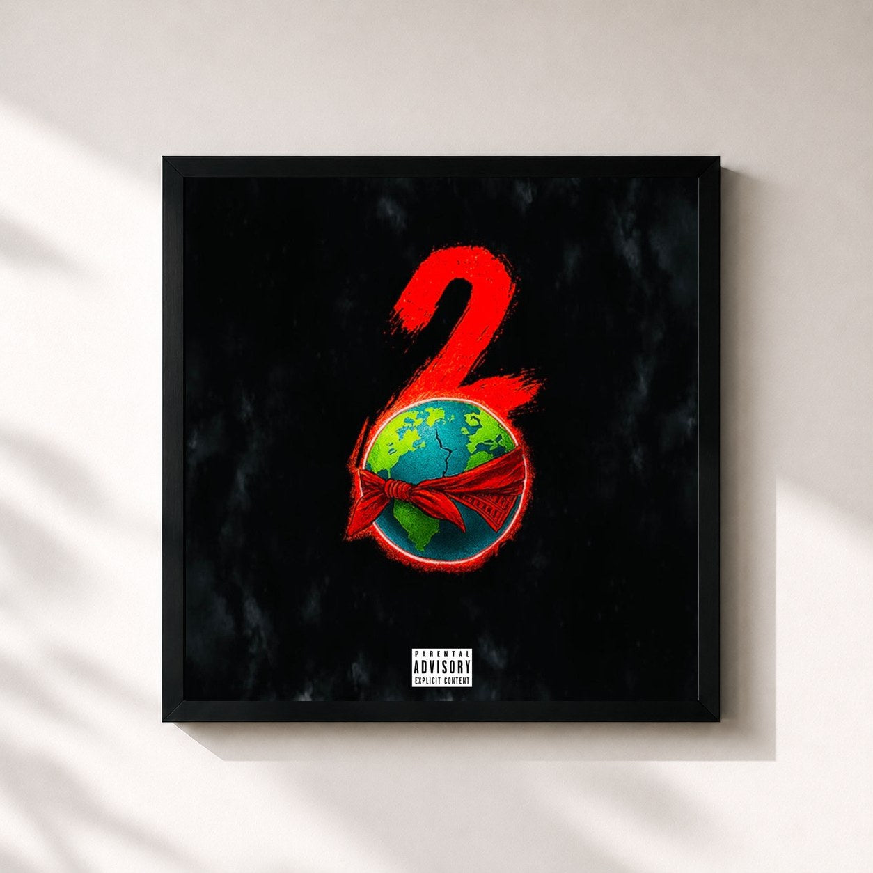#noir Tableau carré de l'album Wereld Van Sosa 2 de Lil Saint, cadre noir 32x32 cm