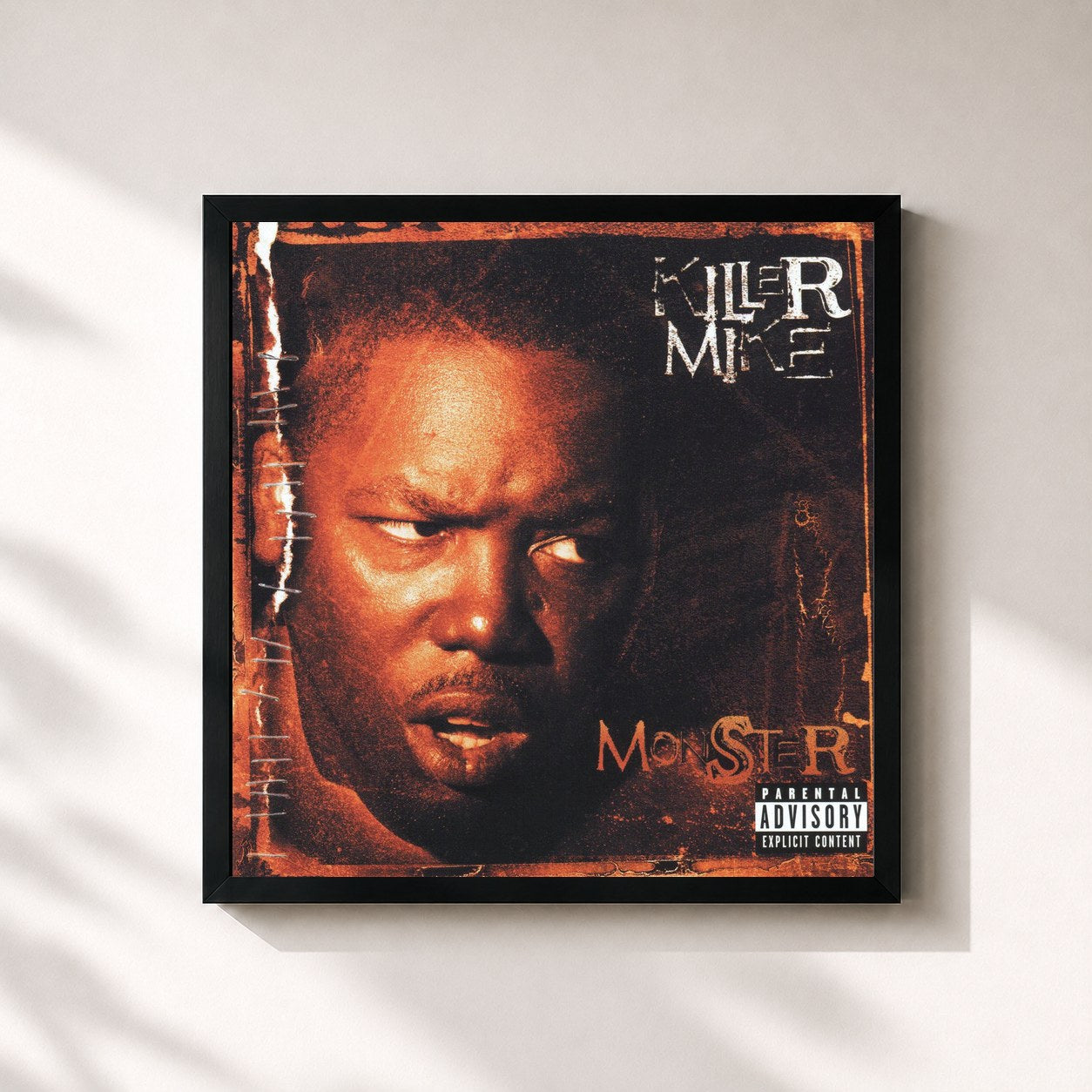 #noir Tableau carré de l'album Monster de Killer Mike, cadre noir 32x32 cm
