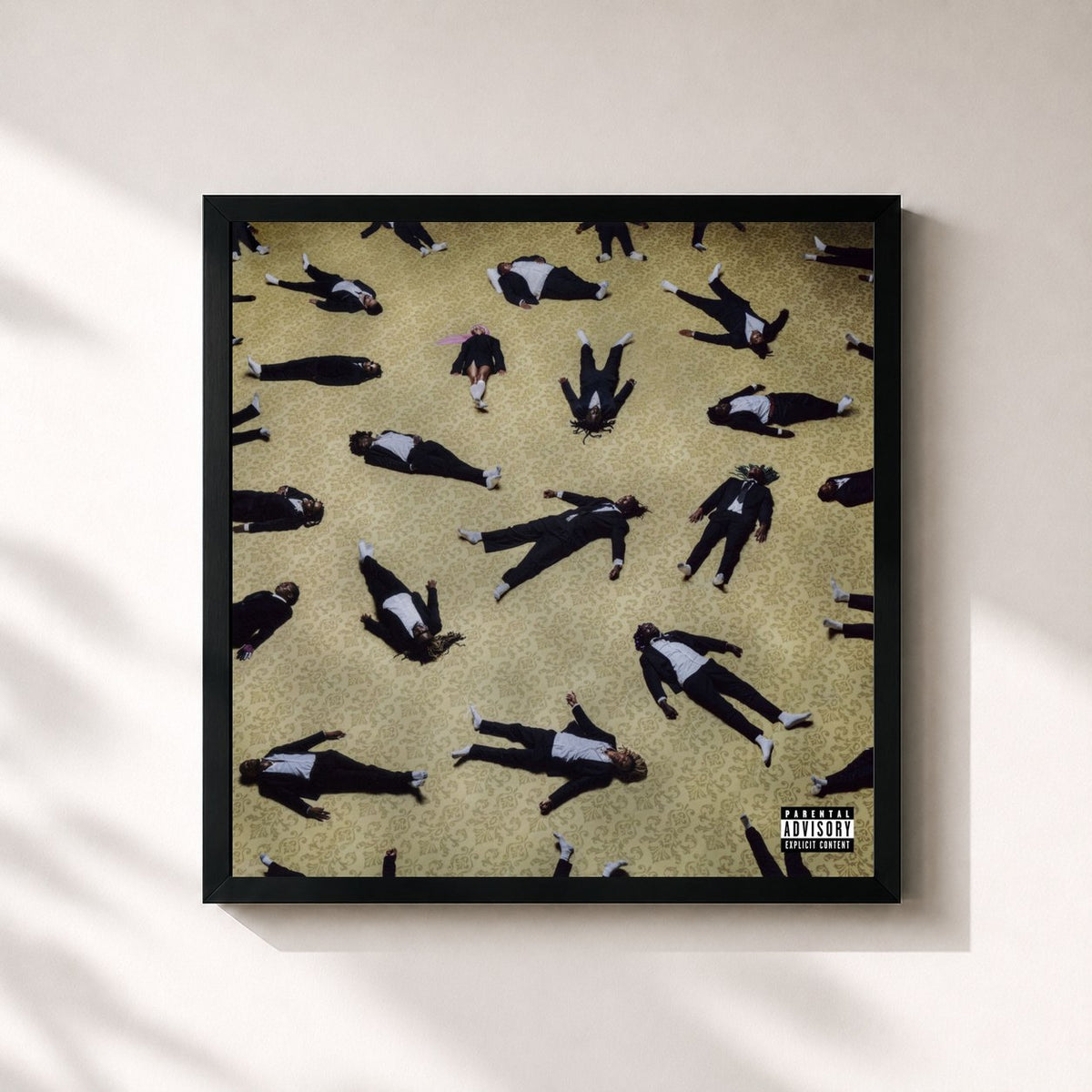 #noir Tableau carré de l'album Slime Language 3 de Young Stoner Life, cadre noir 32x32 cm
