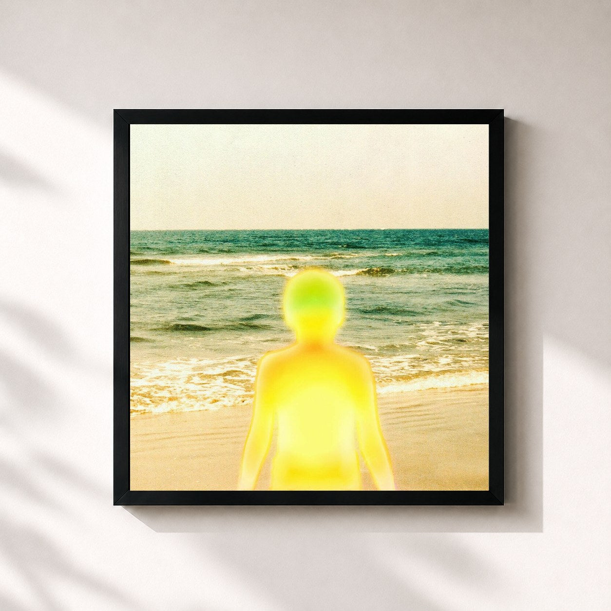 #noir Tableau carré de l'album Pineapple Sunrise de Beach Weather, cadre noir 32x32 cm