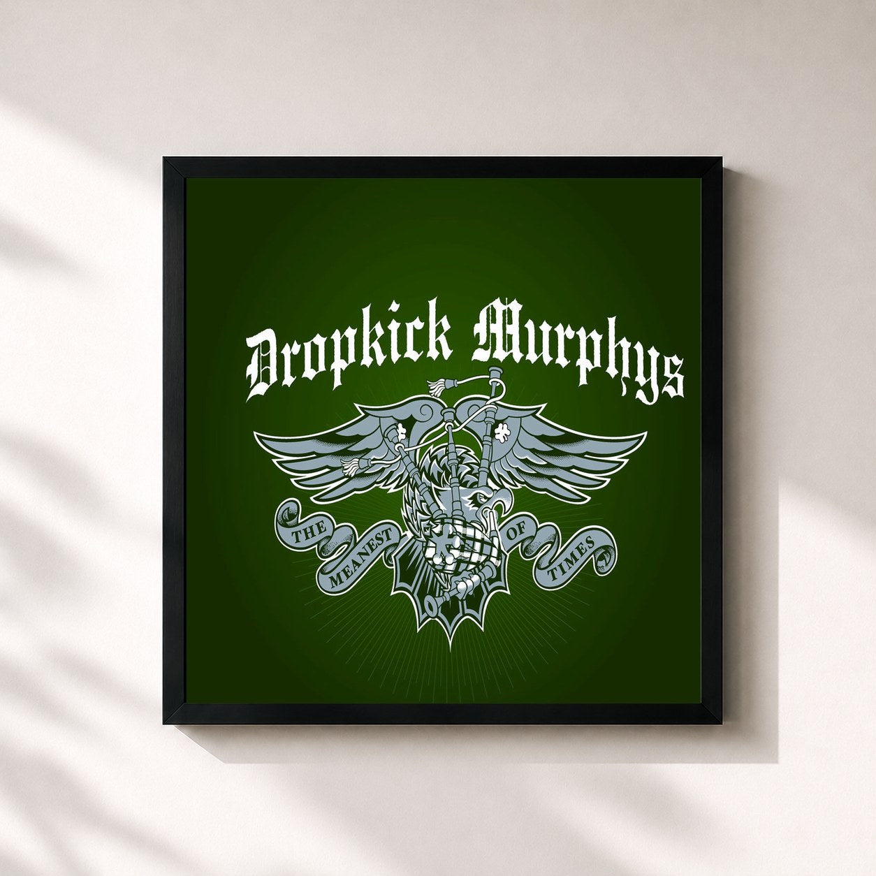 #noir Tableau carré de l'album The Meanest of Times de Dropkick Murphys, cadre noir 32x32 cm