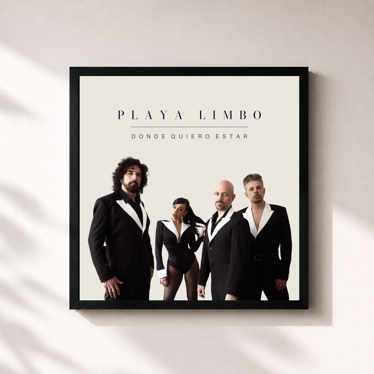 #noir Tableau carré de l'album Donde Quiero Estar de Playa Limbo, cadre noir 32x32 cm