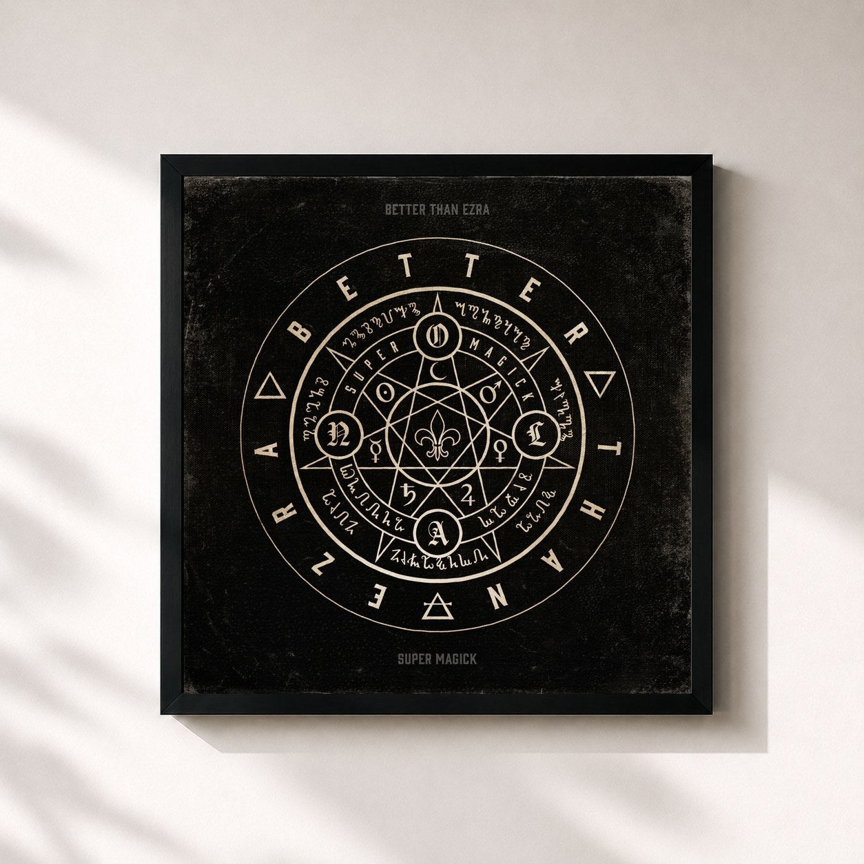 #noir Tableau carré de l'album Super Magick de Better Than Ezra, cadre noir 32x32 cm