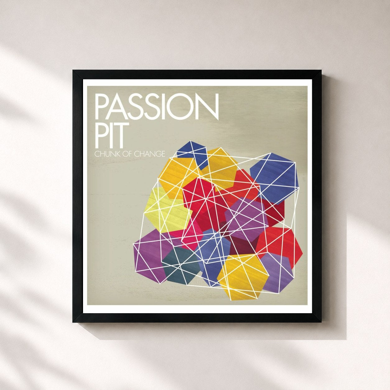 #noir Tableau carré de l'album Chunk of Change de Passion Pit, cadre noir 32x32 cm