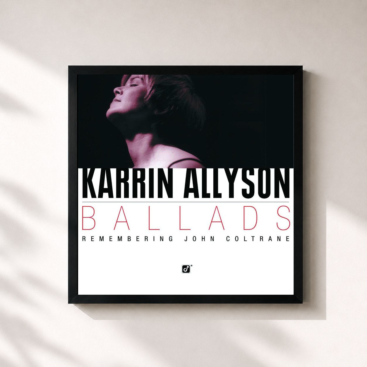 #noir Tableau carré de l'album Ballads de Karrin Allyson, cadre noir 32x32 cm