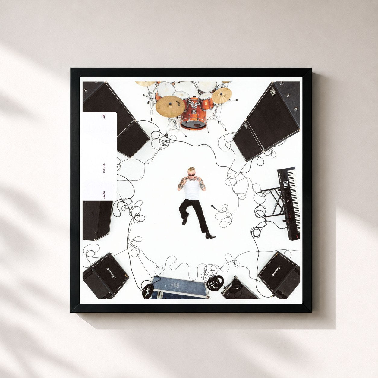 #noir Tableau carré de l'album LOCURA (Jam) de Lazza, cadre noir 32x32 cm