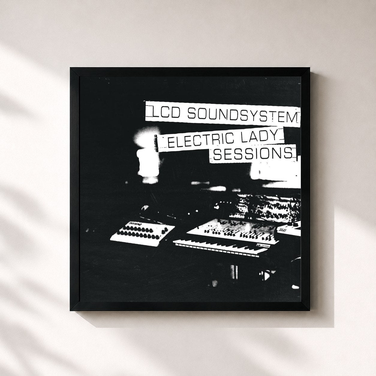 #noir Tableau carré de l'album Electric Lady Sessions de LCD Soundsystem, cadre noir 32x32 cm