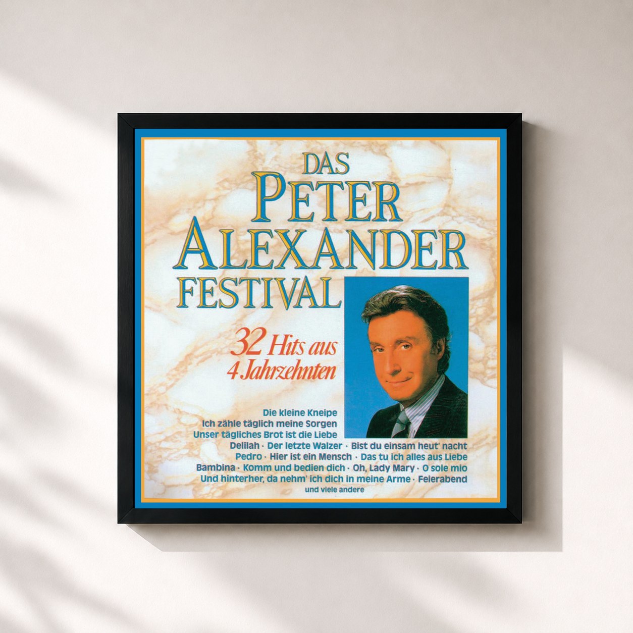 #noir Tableau carré de l'album Das Peter Alexander Festival de Peter Alexander, cadre noir 32x32 cm