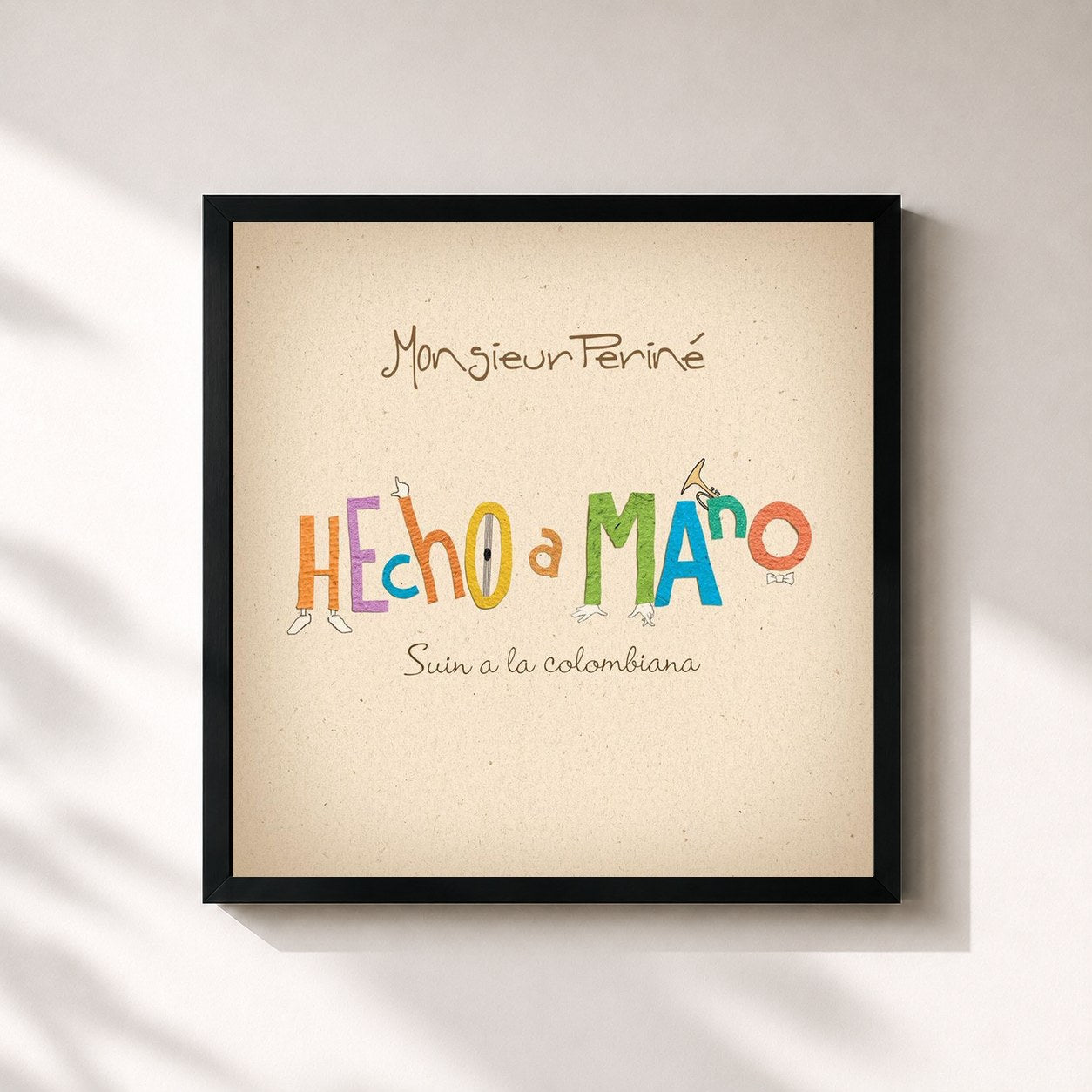 #noir Tableau carré de l'album Hecho a Mano de Monsieur Perine, cadre noir 32x32 cm