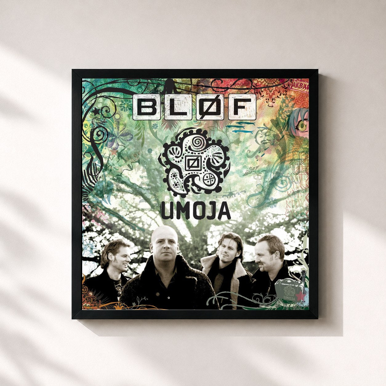 #noir Tableau carré de l'album Umoja de Bløf, cadre noir 32x32 cm