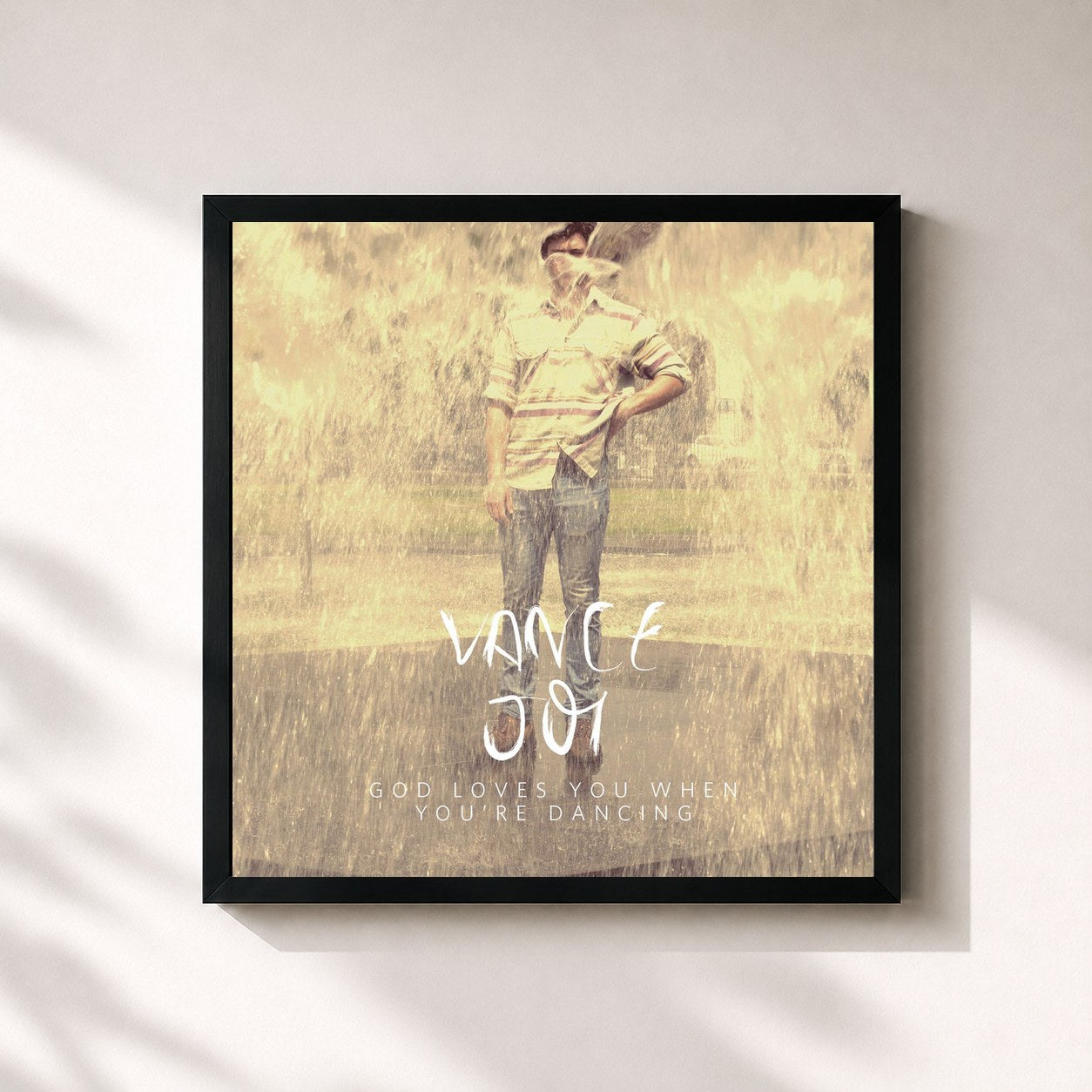 #noir Tableau carré de l'album God Loves You When You're Dancing de Vance Joy, cadre noir 32x32 cm