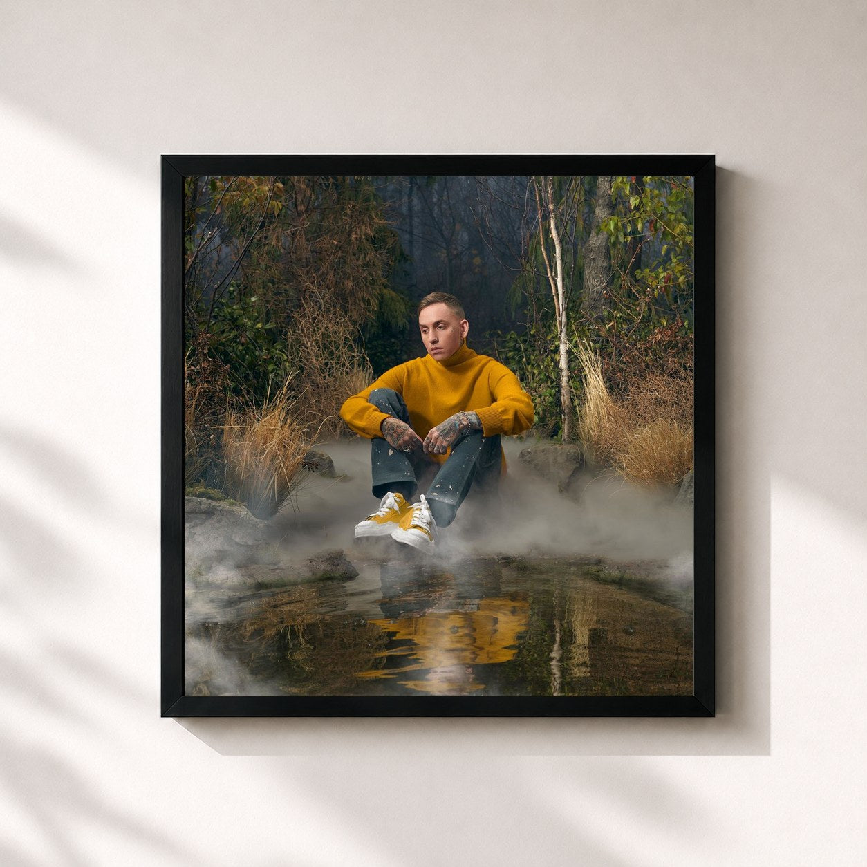 #noir Tableau carré de l'album misery lake de blackbear, cadre noir 32x32 cm