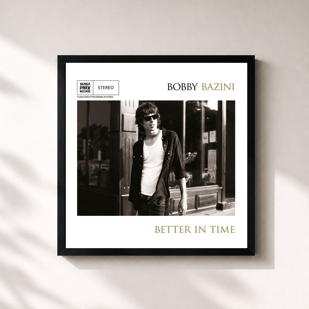 #noir Tableau carré de l'album Better in Time de Bobby Bazini, cadre noir 32x32 cm