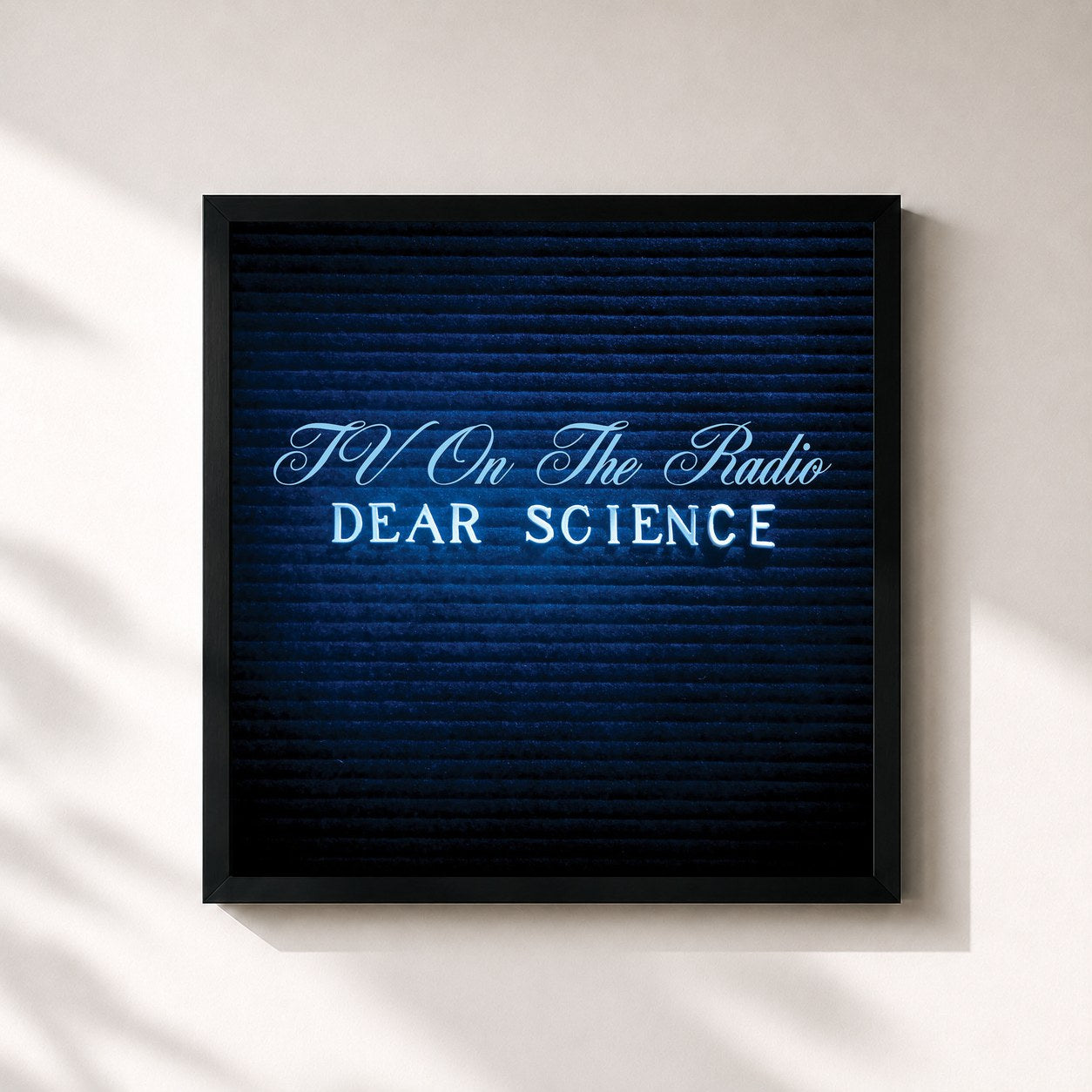 #noir Tableau carré de l'album Dear Science de TV on the Radio, cadre noir 32x32 cm