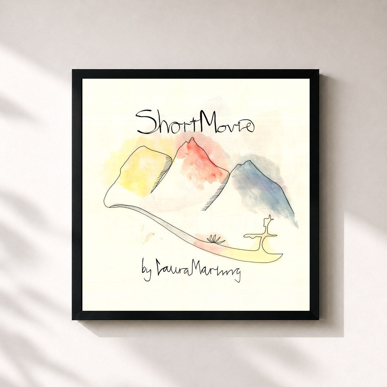 #noir Tableau carré de l'album Short Movie de Laura Marling, cadre noir 32x32 cm