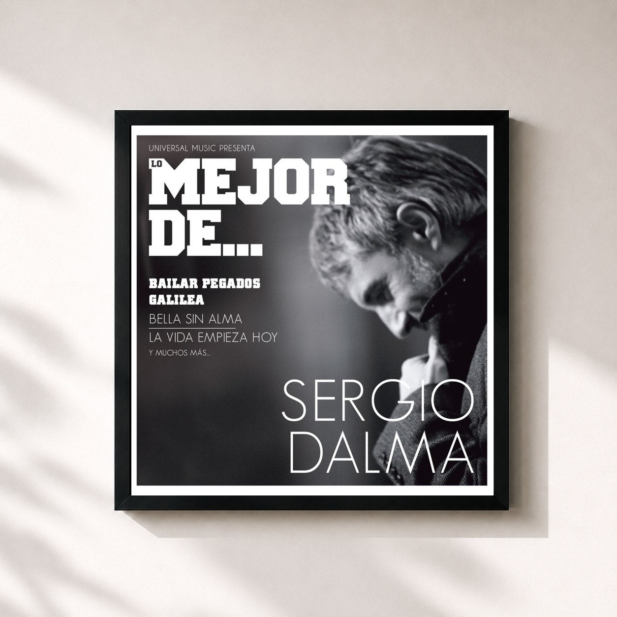 #noir Tableau carré de l'album Lo Mejor De Sergio Dalma de Sergio Dalma, cadre noir 32x32 cm