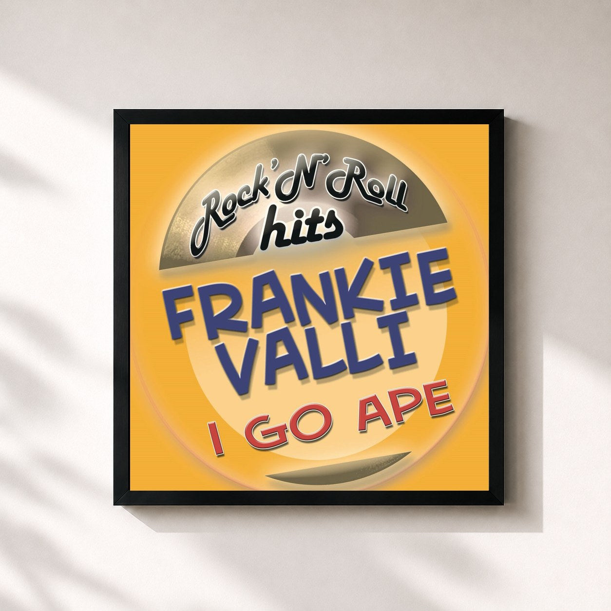 #noir Tableau carré de l'album I Go Ape de Frankie Valli, cadre noir 32x32 cm