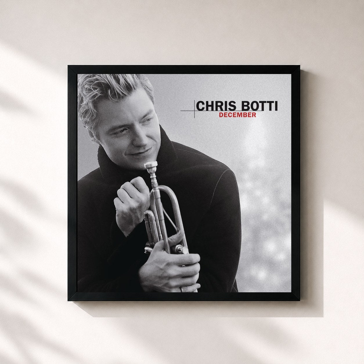 #noir Tableau carré de l'album December (Deluxe Version) de Chris Botti, cadre noir 32x32 cm