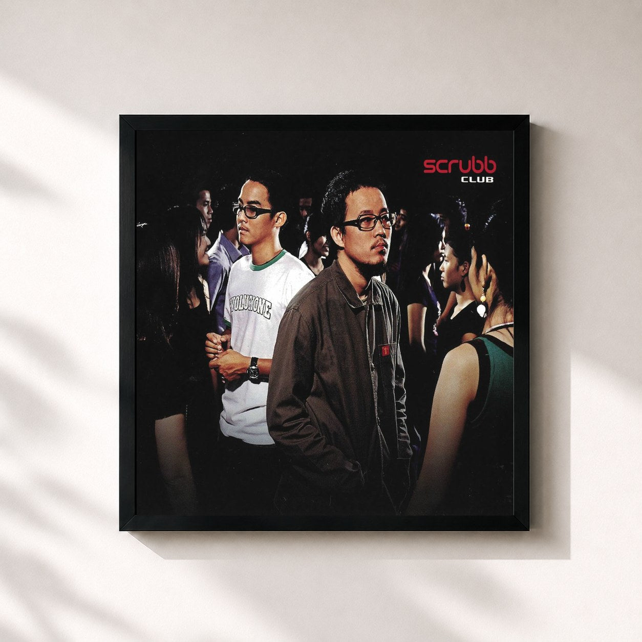 #noir Tableau carré de l'album Club de Scrubb, cadre noir 32x32 cm
