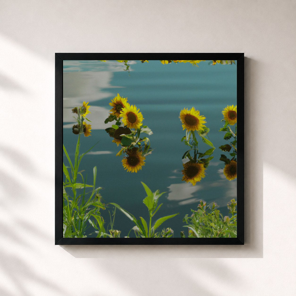 #noir Tableau carré de l'album Garden Flowers de Thomas, cadre noir 32x32 cm