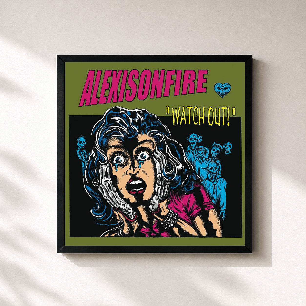 #noir Tableau carré de l'album Watch Out! de Alexisonfire, cadre noir 32x32 cm