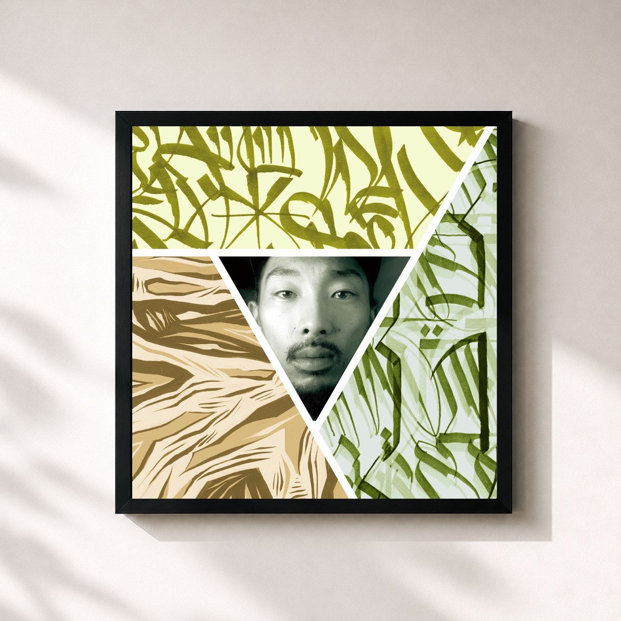 #noir Tableau carré de l'album 神風吹く日本から愛を込めて de Wax, cadre noir 32x32 cm