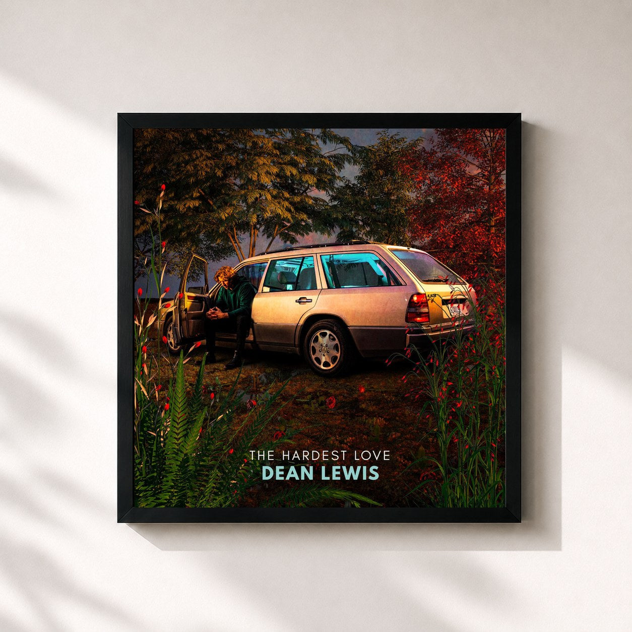 #noir Tableau carré de l'album The Hardest Love de Dean Lewis, cadre noir 32x32 cm