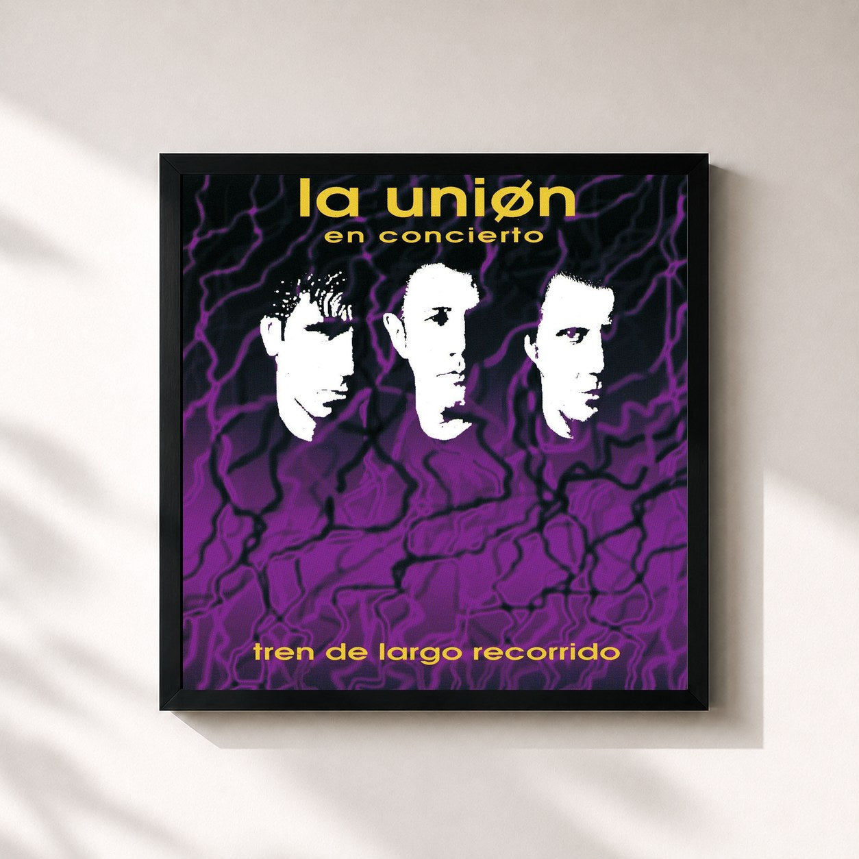 #noir Tableau carré de l'album En Concierto (Tren De Largo Recorrido) de La Unión, cadre noir 32x32 cm