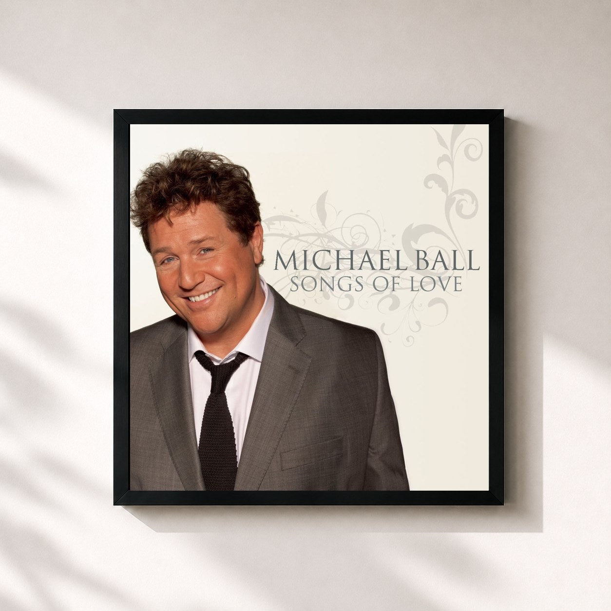 #noir Tableau carré de l'album Songs Of Love de Michael Ball, cadre noir 32x32 cm