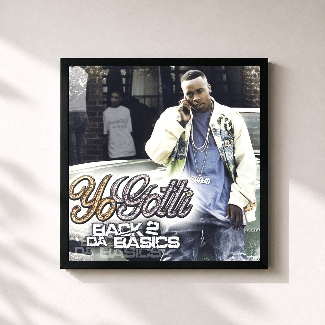 #noir Tableau carré de l'album Back 2 Da Basics - Clean de Yo Gotti, cadre noir 32x32 cm