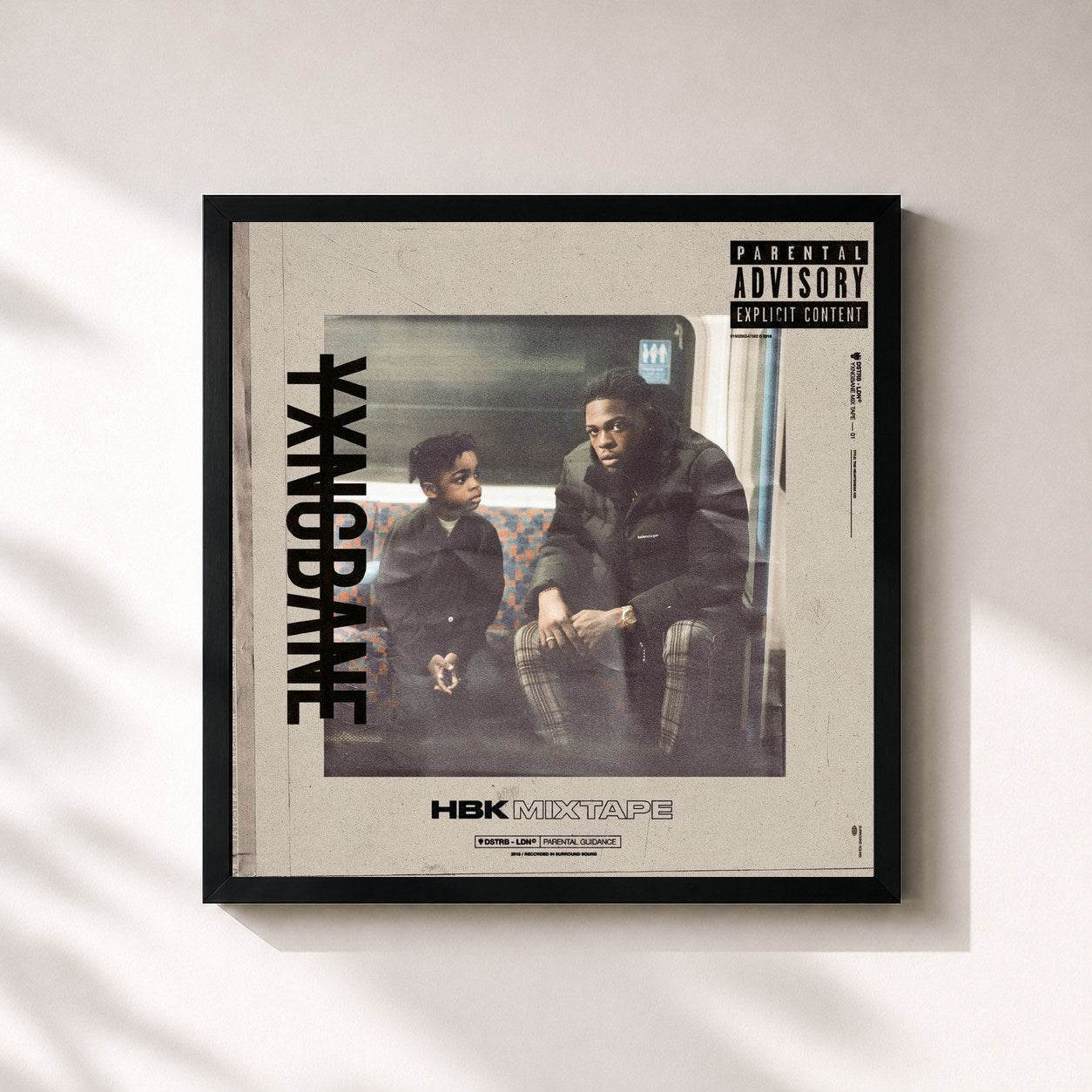 #noir Tableau carré de l'album HBK de Yxng Bane, cadre noir 32x32 cm