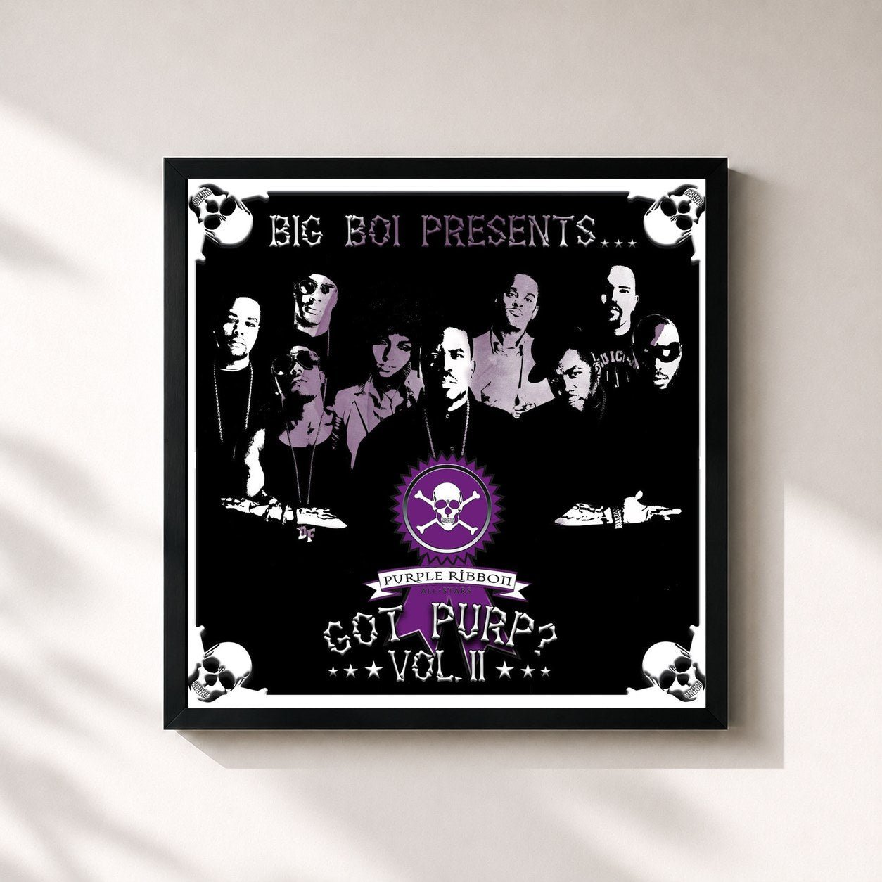 #noir Tableau carré de l'album Big Boi Presents…Got Purp? de Big Boi, cadre noir 32x32 cm