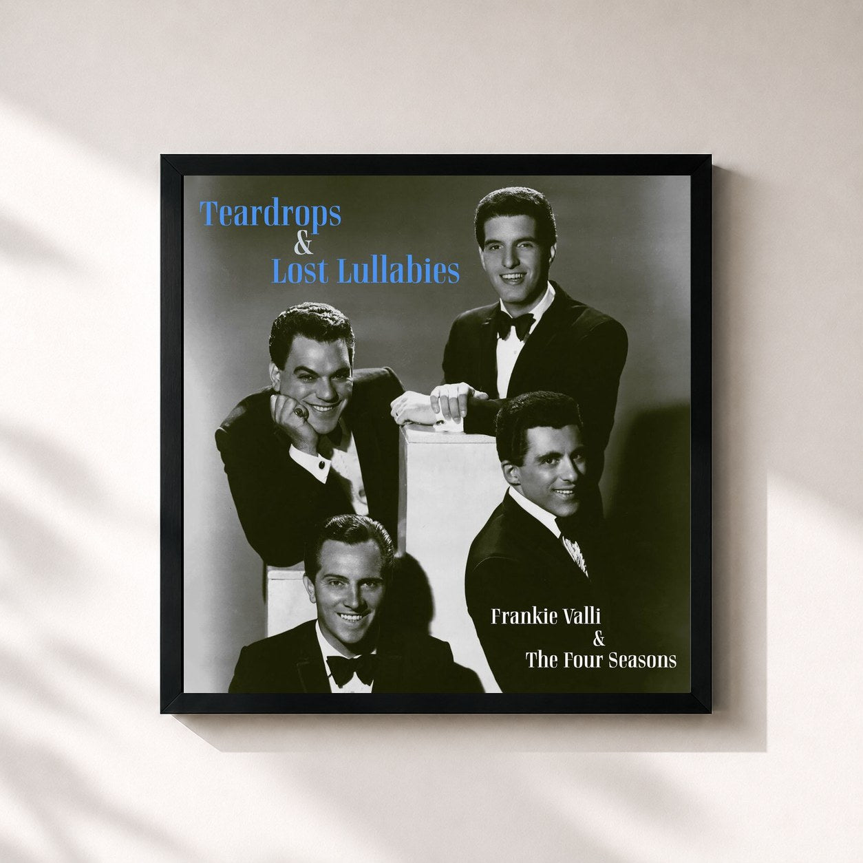 #noir Tableau carré de l'album Teardrops & Lost Lullabies de Frankie Valli, cadre noir 32x32 cm
