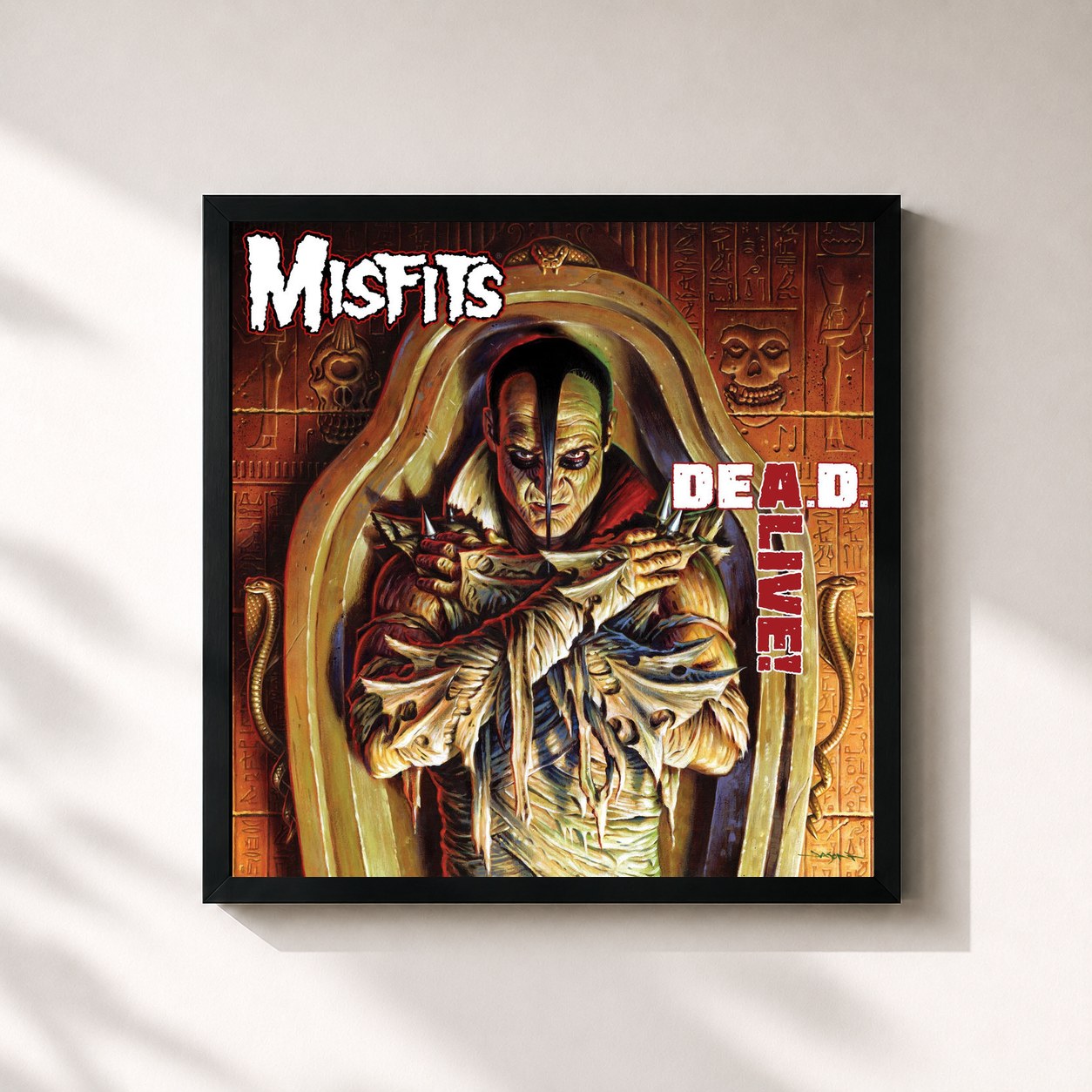 #noir Tableau carré de l'album DeA.D. Alive! de Misfits, cadre noir 32x32 cm