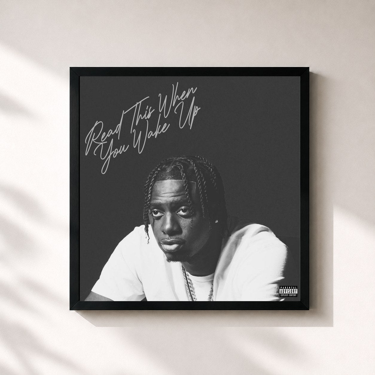 #noir Tableau carré de l'album Read This When You Wake Up de Sleepy Hallow, cadre noir 32x32 cm