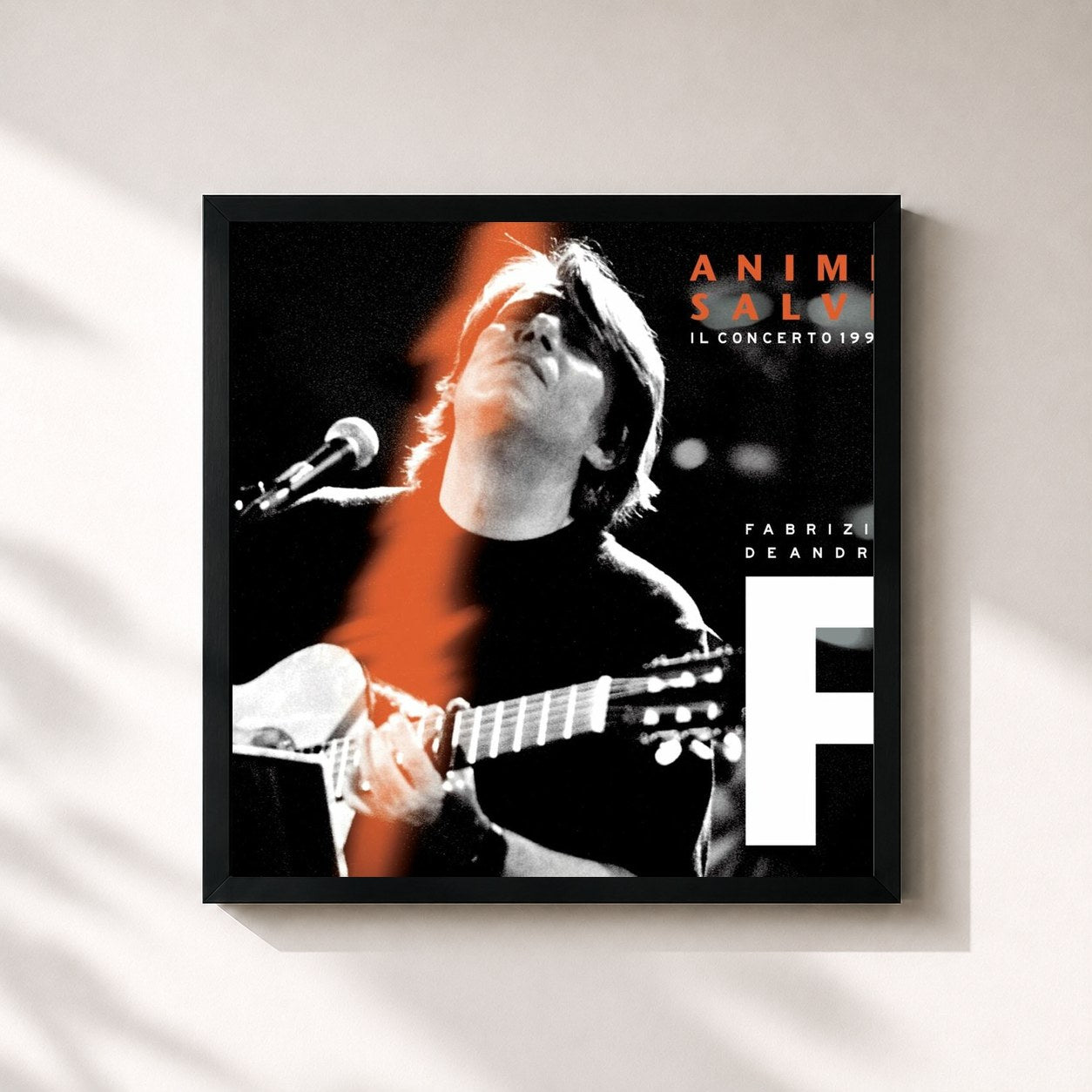 #noir Tableau carré de l'album Anime salve - Il concerto 1997 de Fabrizio De André, cadre noir 32x32 cm