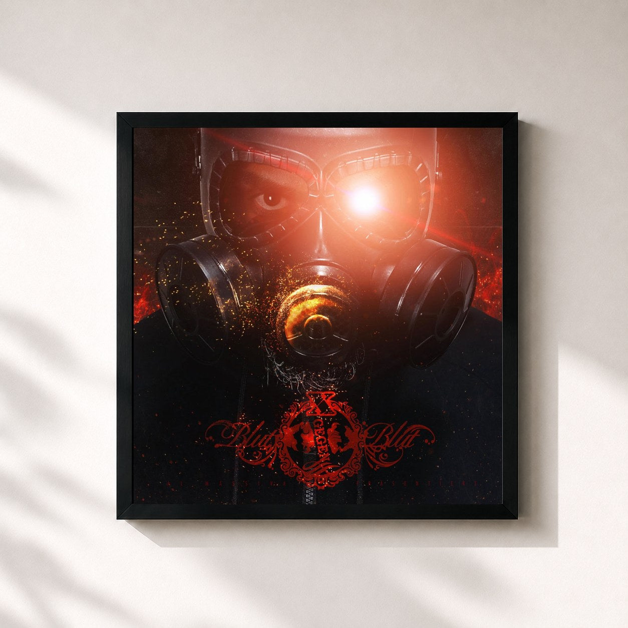 #noir Tableau carré de l'album BGB X de Massiv, cadre noir 32x32 cm