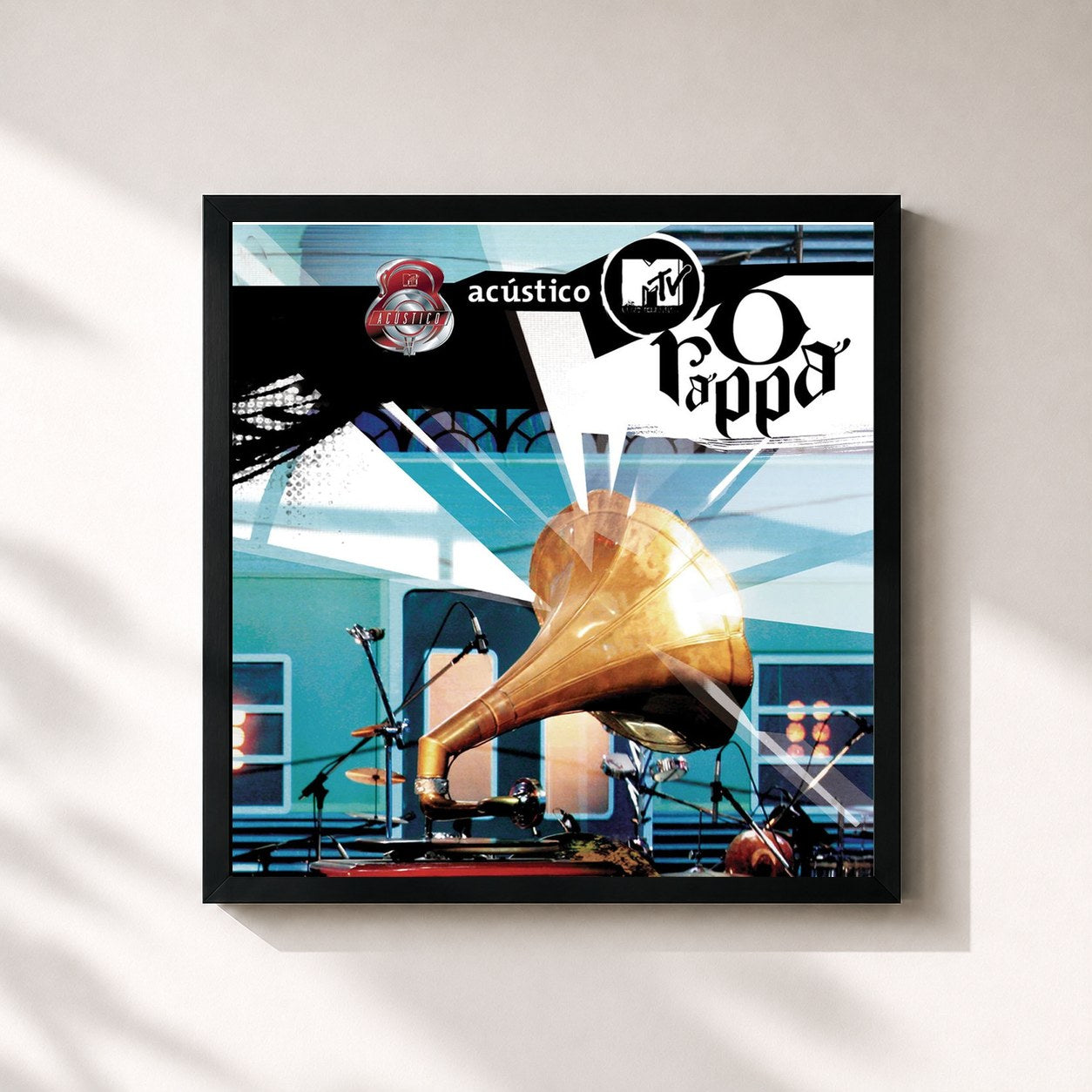 #noir Tableau carré de l'album Acústico MTV de O Rappa, cadre noir 32x32 cm