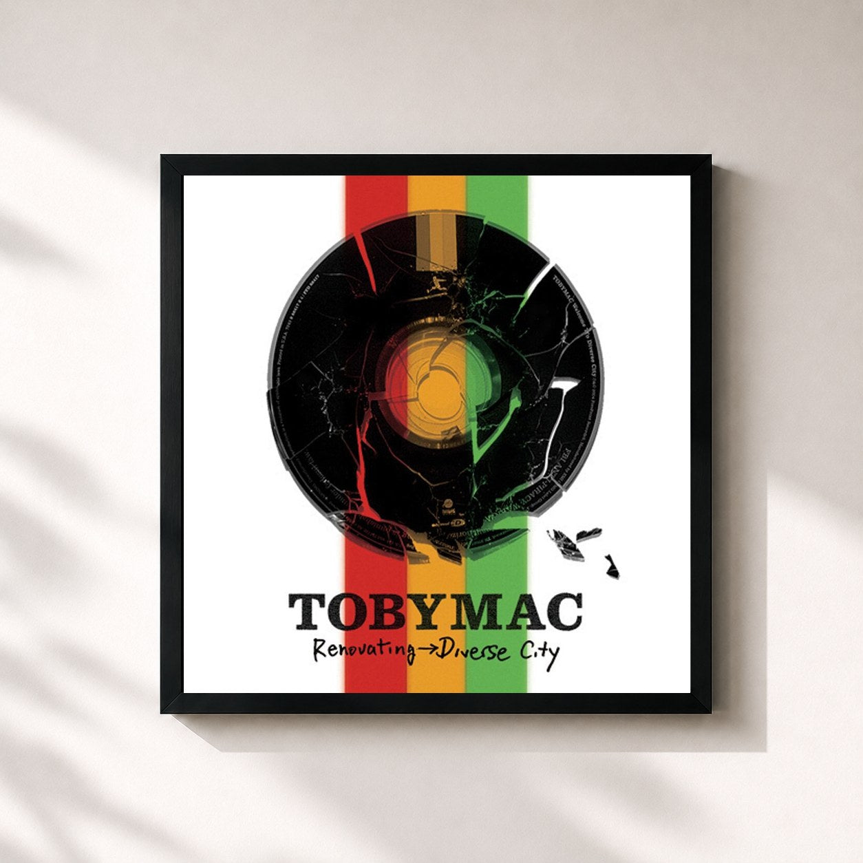 #noir Tableau carré de l'album Renovating Diverse City de tobyMac, cadre noir 32x32 cm