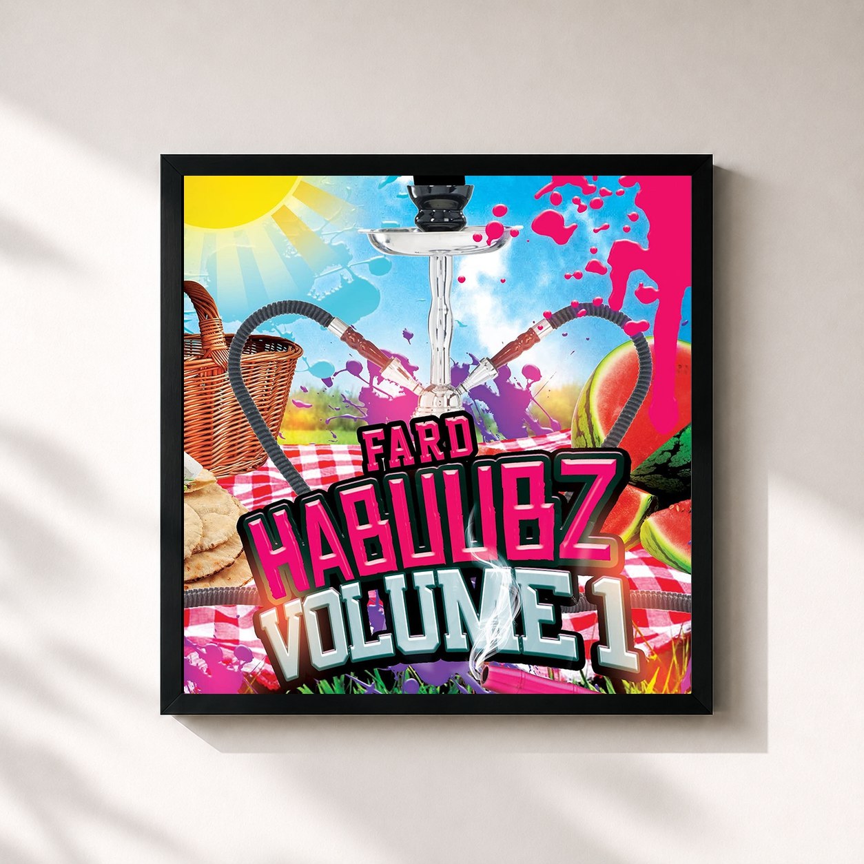 #noir Tableau carré de l'album Habuubz, Volume 1 de Fard, cadre noir 32x32 cm