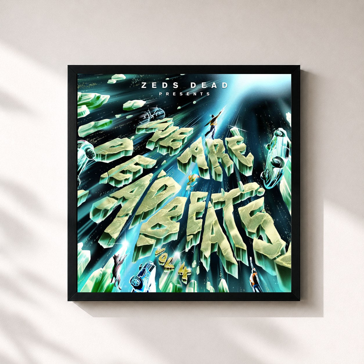 #noir Tableau carré de l'album We Are Deadbeats (Vol. 4) de Zeds dead, cadre noir 32x32 cm