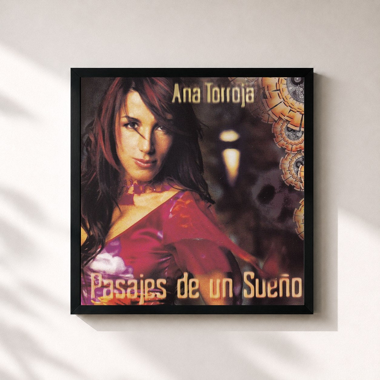 #noir Tableau carré de l'album Pasajes de un Sueño de Ana Torroja, cadre noir 32x32 cm