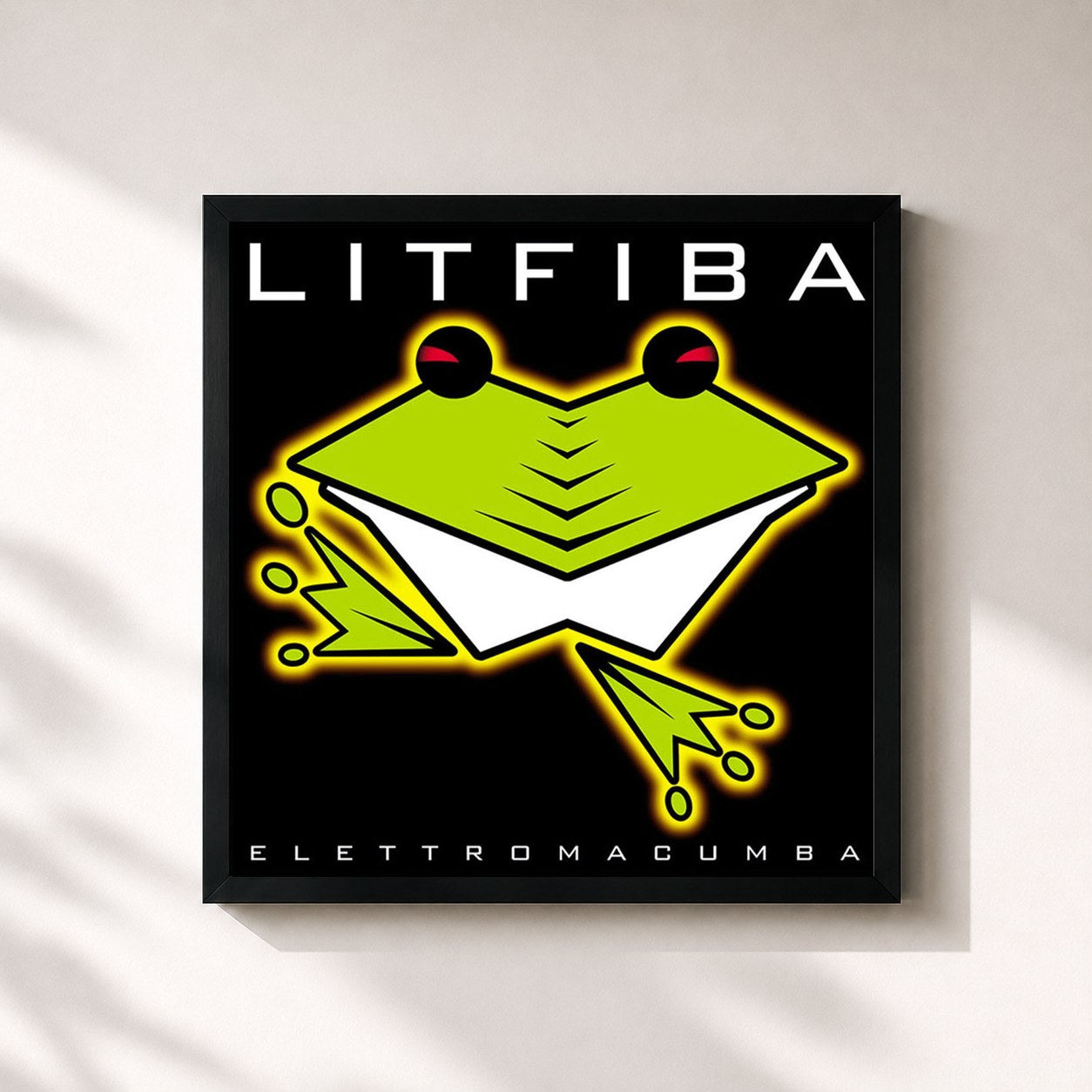 #noir Tableau carré de l'album Elettromacumba (Remastered 2024) de Litfiba, cadre noir 32x32 cm